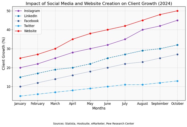 Impact of social media and website creation on client growth 2024